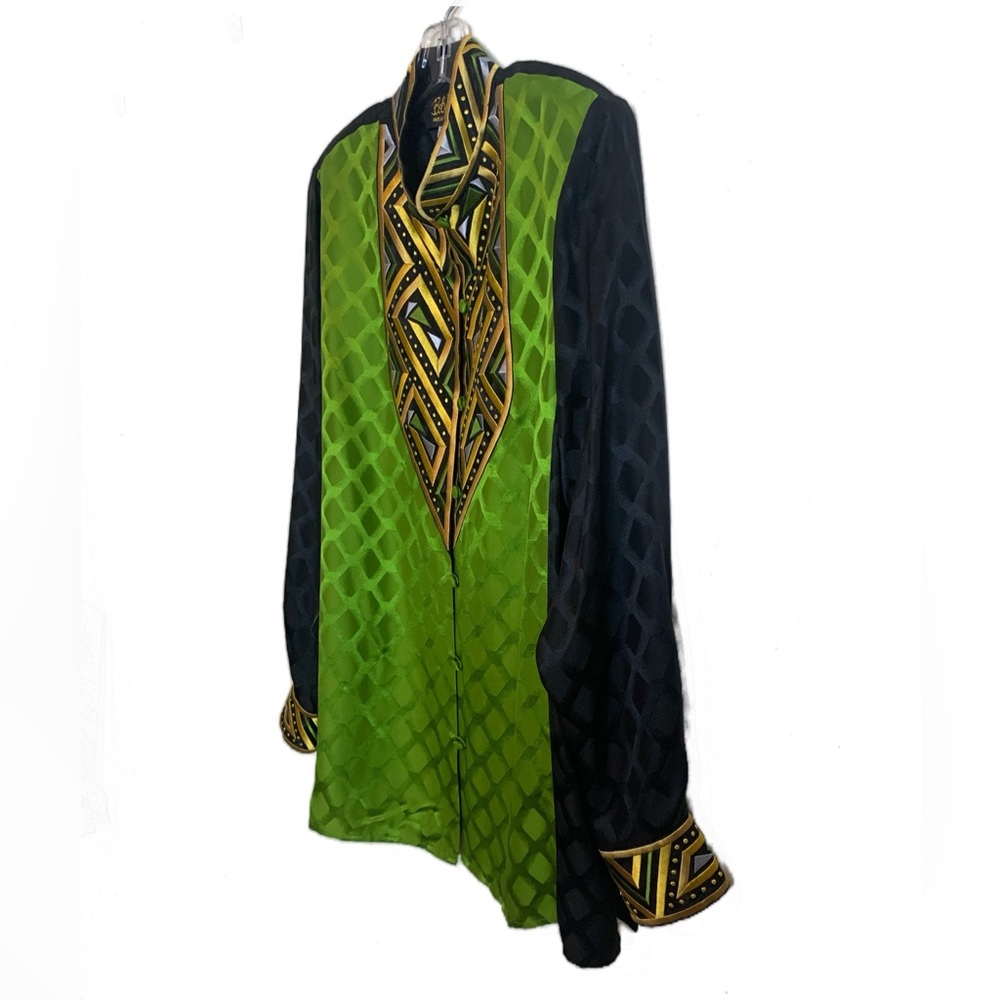 Bob Mackie Silk Wearable Art Long Sleeve Blouse / Jacket Sz M - Picture 3 of 12